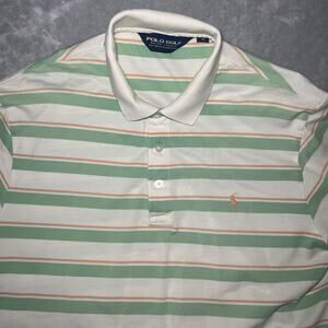 Vintage Polo Ralph Lauren Golf Polo Shirt Men’s Medium White Green Striped Pony